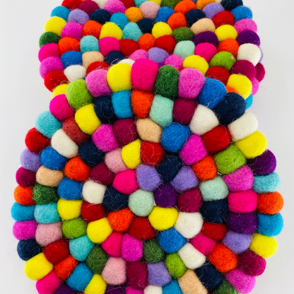 Rainbow Fairtrade Wool Felt Ball Coaster