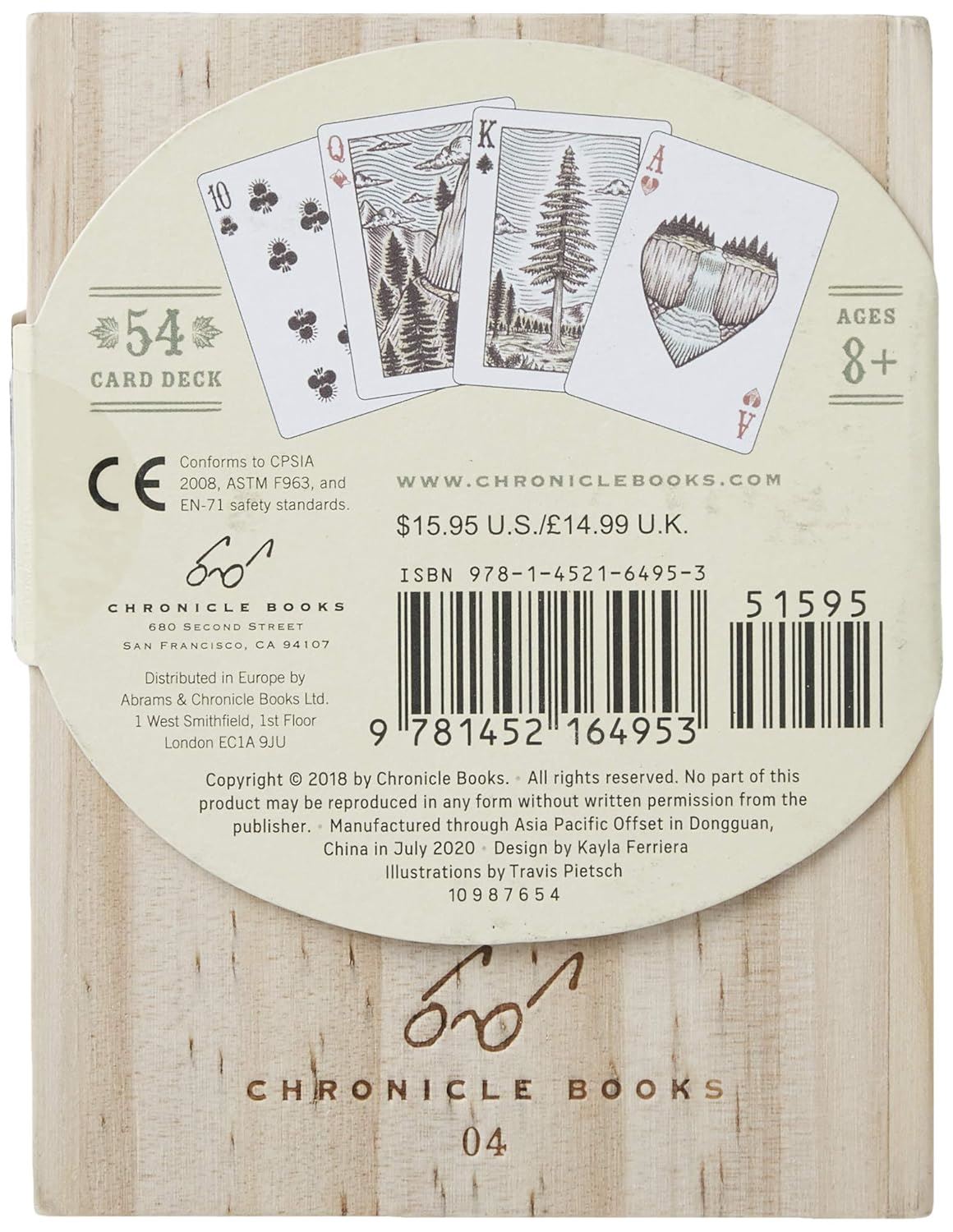 Great Outdoors Playing Cards Deck in Carved Wooden Storage Box