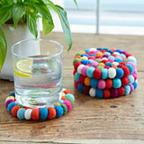 Rainbow Fairtrade Wool Felt Ball Coaster