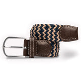 Recycled Woven Belt - Beige Blue Zig Zag