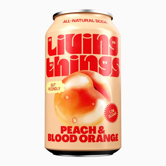 Living Things Peach & Blood Orange Prebiotic + Probiotic Soda