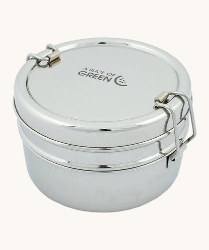 A Slice Of Green Chapra Two Tier Round Lunch Box