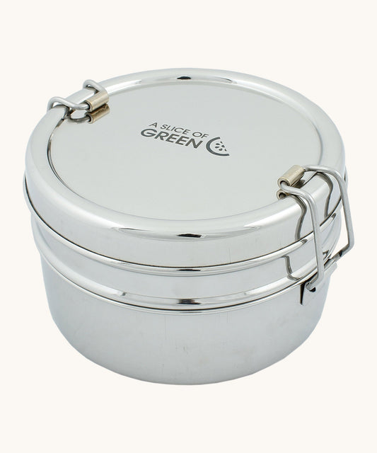 A Slice Of Green Chapra Two Tier Round Lunch Box