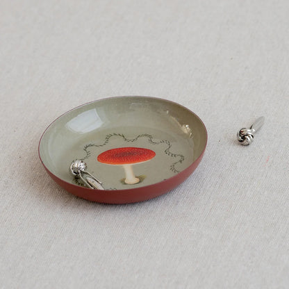 Mushroom Round Enamel Printed Tray