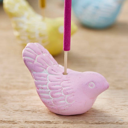 Hand-painted Terracotta Bird Ornament & Incense Holder