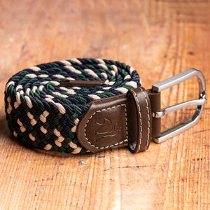 Recycled Woven Belt - Navy Green Zig Zag