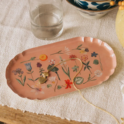 Roomytown Scalloped Edge Enamel Trinket Tray - Festival of Flowers
