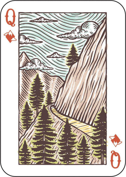 Great Outdoors Playing Cards Deck in Carved Wooden Storage Box