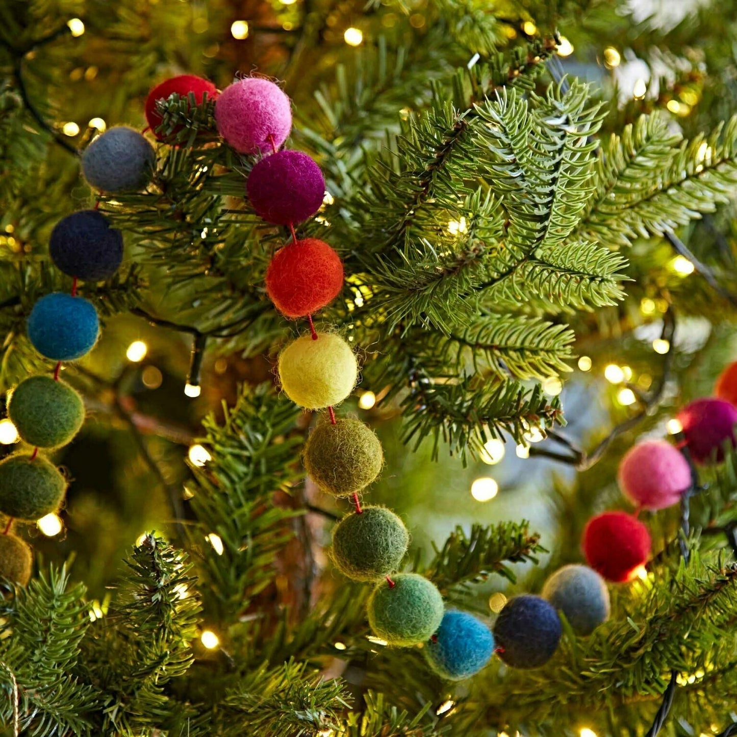 Rainbow Felt Ball Garland