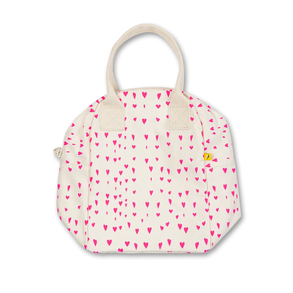 Fluf Organic Cotton Zipper Lunch Bag Tiny Hearts