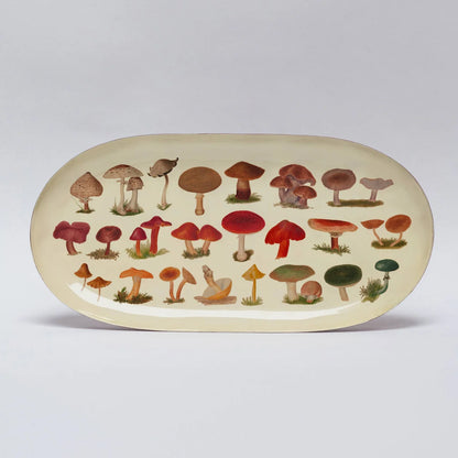 Oval Enamel Tray - Fungi