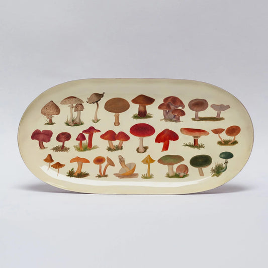 Oval Enamel Tray - Fungi