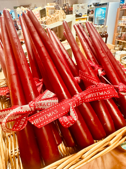 Pair of Burgundy Taper Dinner Candles