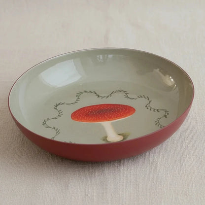 Mushroom Round Enamel Printed Tray