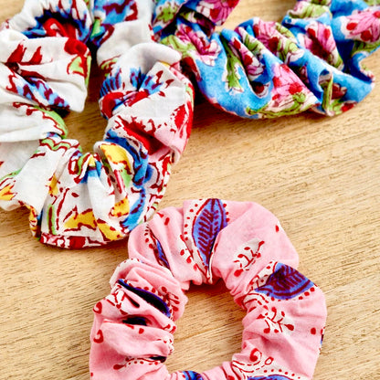 Indian Block Print Cotton Scrunchie