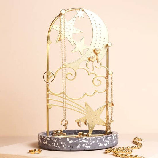 Folding Celestial Dark Night Terrazzo Jewellery Stand