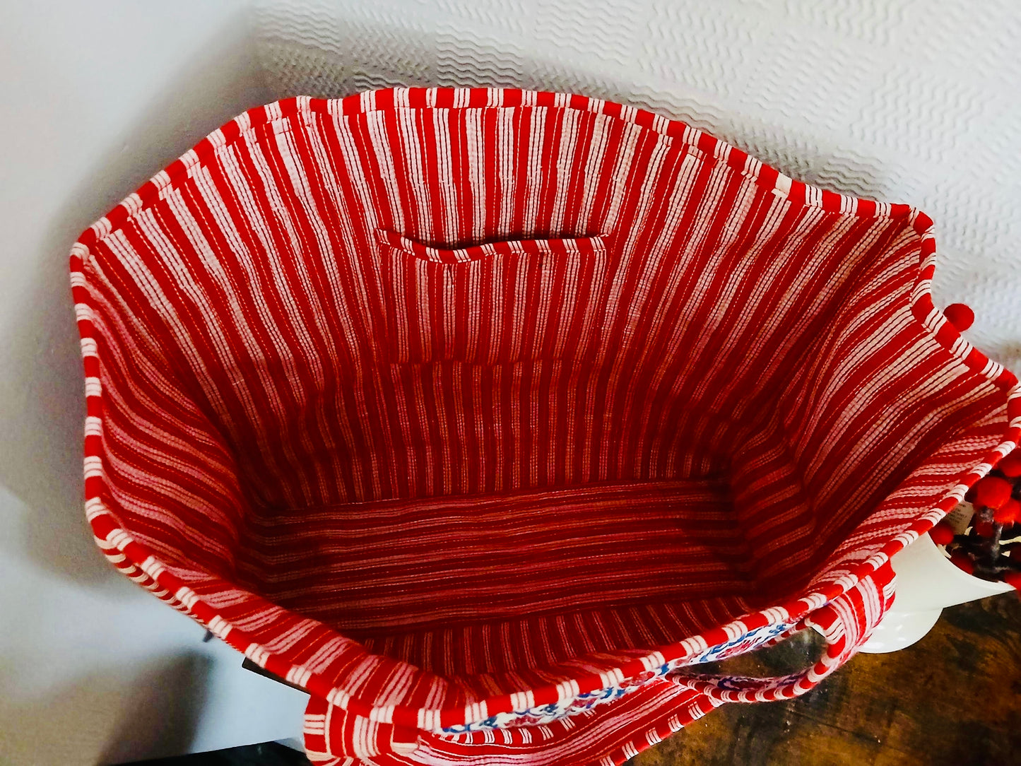 Lotus Red Reversible Quilted Tote Bag