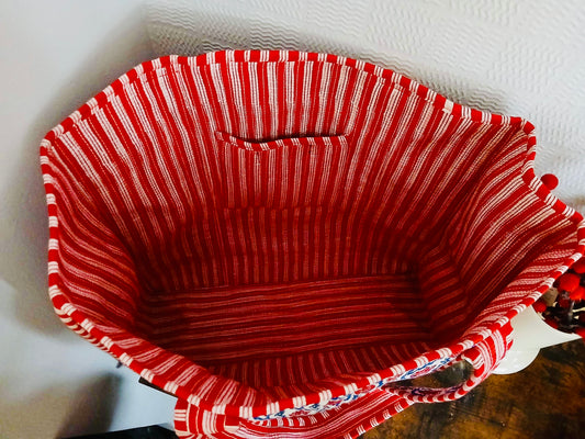 Lotus Red Reversible Quilted Tote Bag