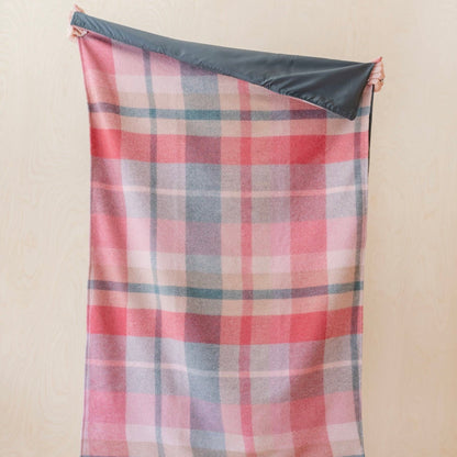 Recycled Wool Picnic Blanket - Pink Patchwork Check
