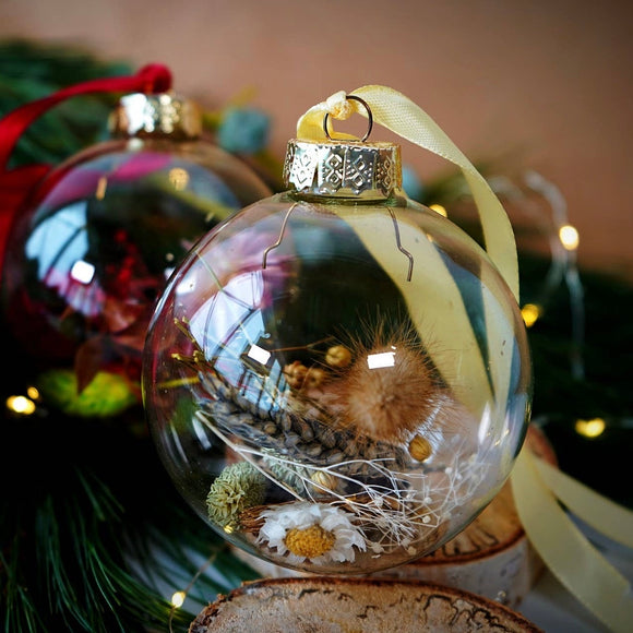 White and Gold Floral Christmas Bauble