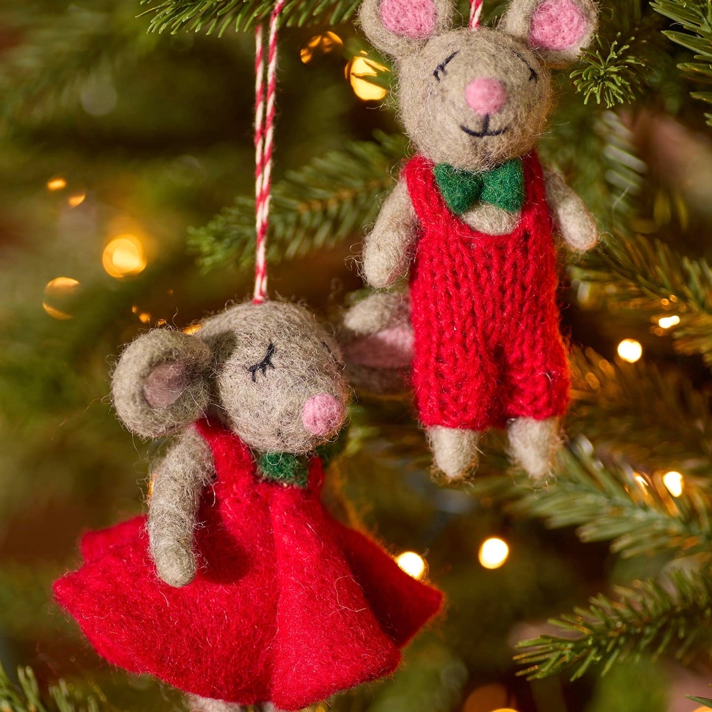 Mr & Mrs Mouse - Felt Christmas Mice Decorations