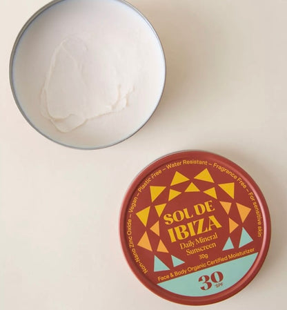 Sol De Ibiza Mini Tin Plastic Free Face & Body Natural Mineral Sunscreen SPF30