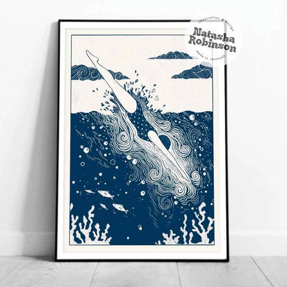 Into the Deep - Wild Sea Swimming Art Print