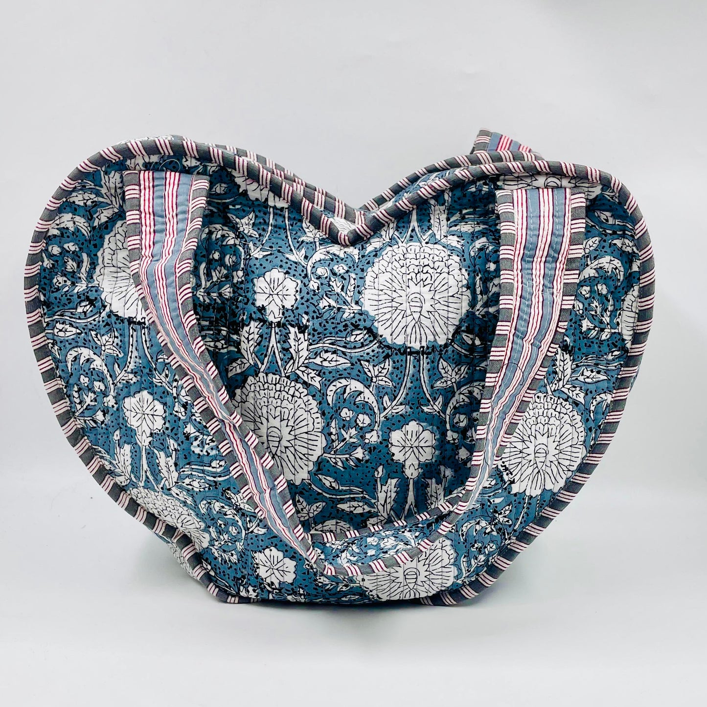 Navy Kantha Boho Heart Bag 