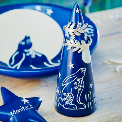 Hare & Moon Hand-carved Soapstone Ring Holder