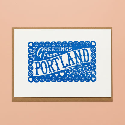 Local ‘Greetings From Portland’ Linocut Greeting Card