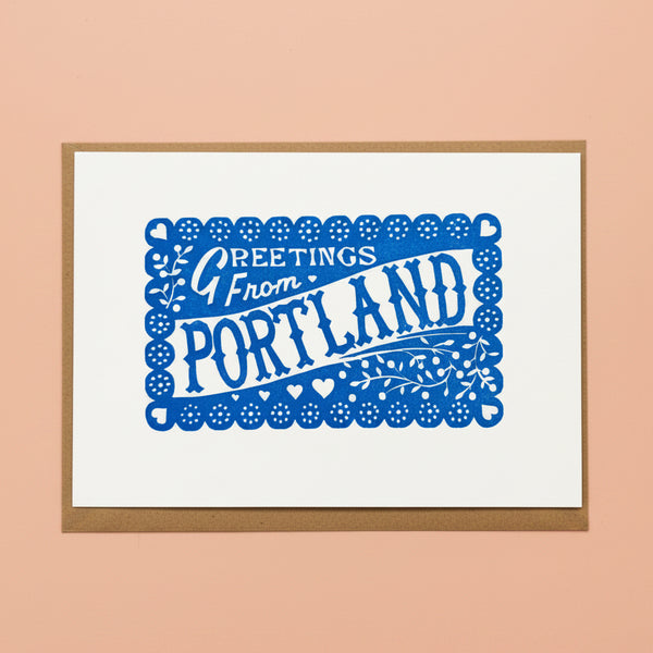 Local ‘Greetings From Portland’ Linocut Greeting Card