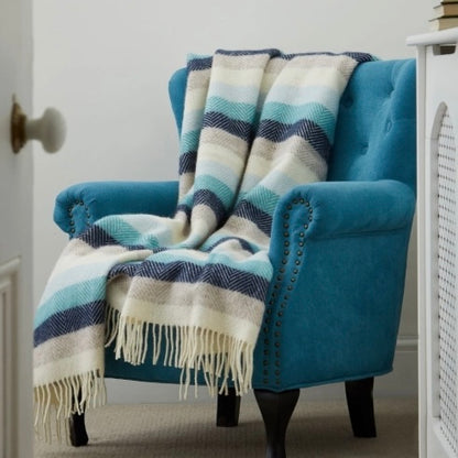 Tweedmill Stripe Seashore Wool Knee Rug or Small Blanket