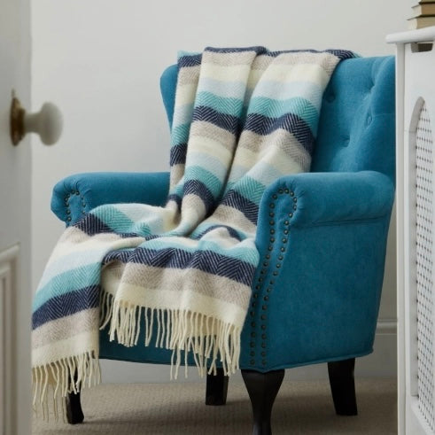 Tweedmill Stripe Seashore Wool Knee Rug or Small Blanket