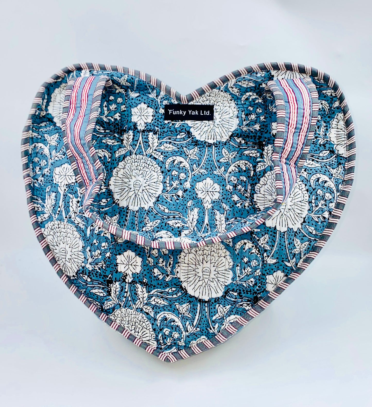 Navy Kantha Boho Heart Bag 