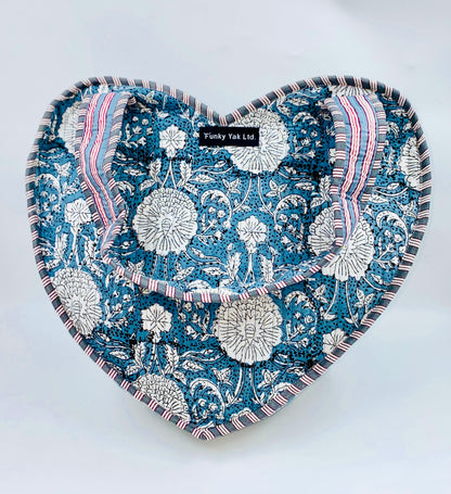 Navy Kantha Boho Heart Bag 