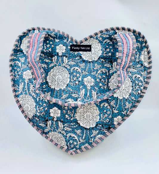 Navy Kantha Boho Heart Bag 