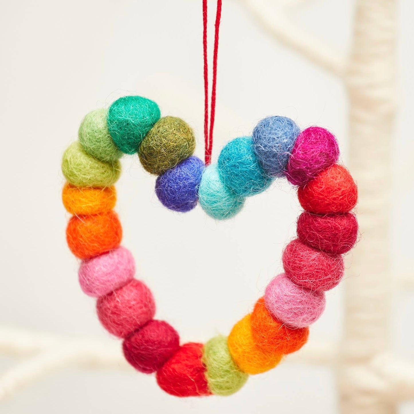 Rainbow Felt Ball Heart Decoration