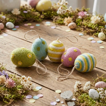 Handmade Needle Felt Easter Egg Decoration Set of 5