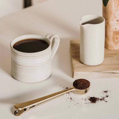 Gold Stainless Steel Coffee Scoop with Clip