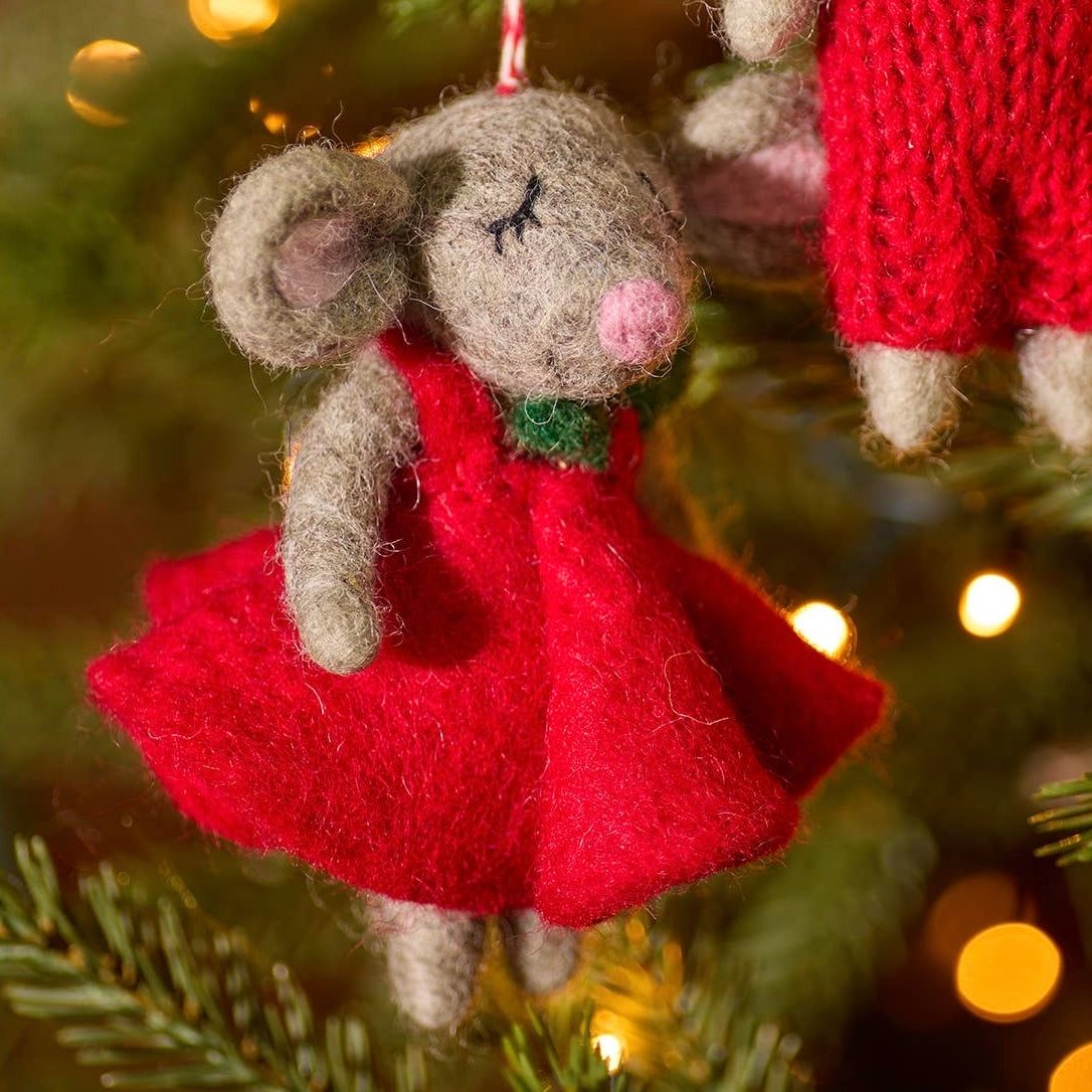 Mr & Mrs Mouse - Felt Christmas Mice Decorations