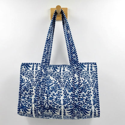 100% Cotton Kantha Quilted Boho Reversible (Small) Tote Bag