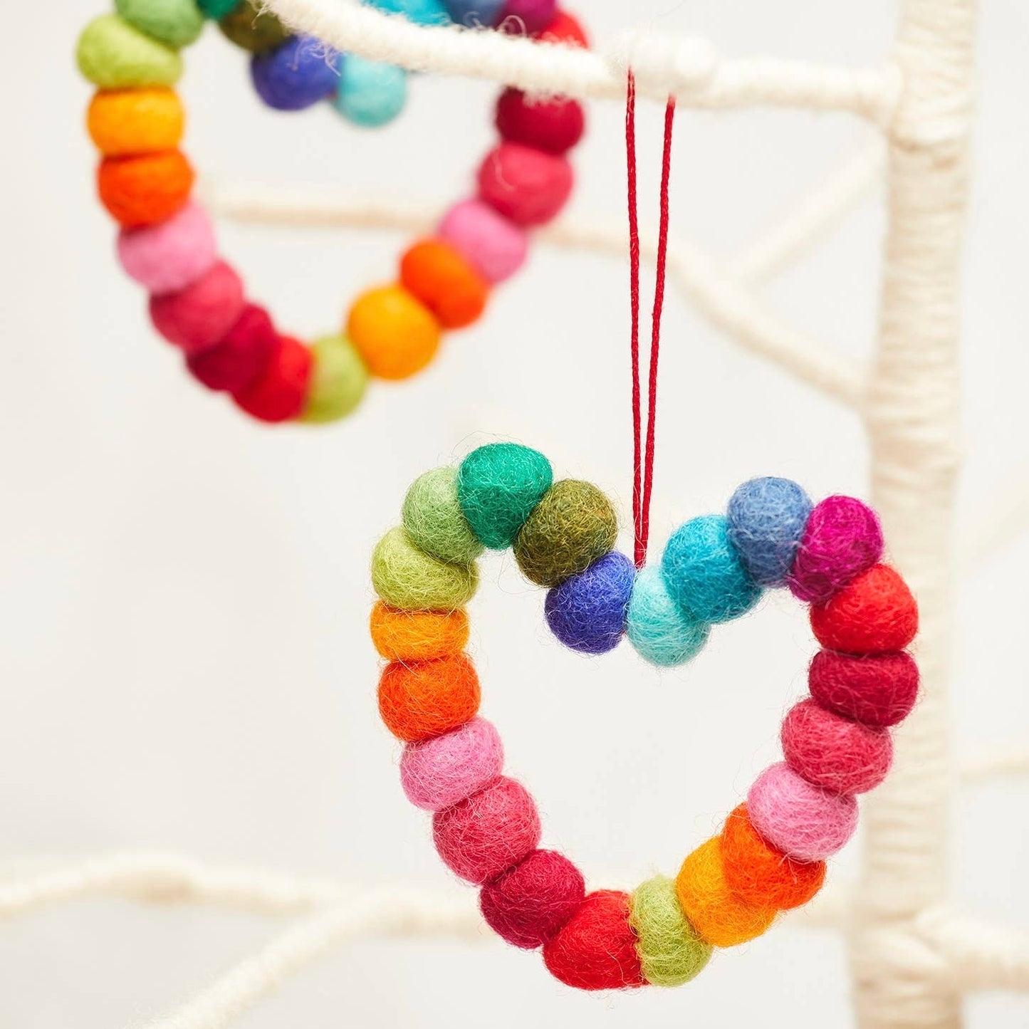 Rainbow Felt Ball Heart Decoration