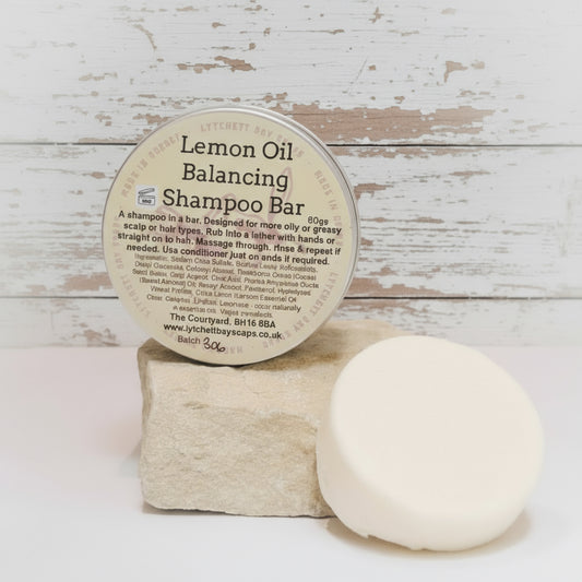 Lemon Oil Balancing Shampoo Bar in Tin