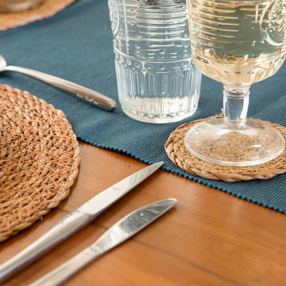 Woven Water Hyacinth Coasters - Set of 6