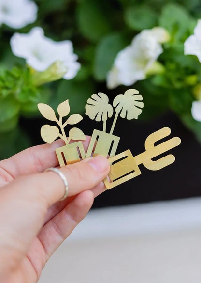 Houseplant Brass Bookmark Trio
