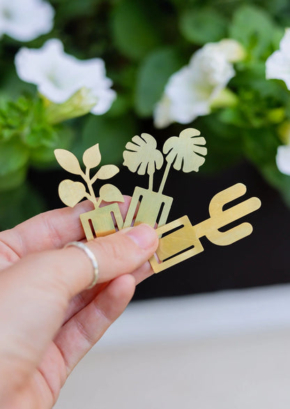 Houseplant Brass Bookmark Trio