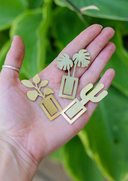 Houseplant Brass Bookmark Trio