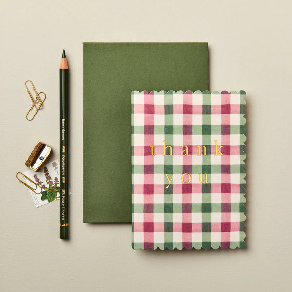 Pink & Green Gingham 'Thank You'