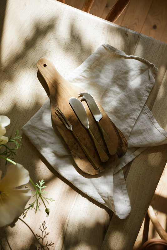Cheese and Pickle Serving Set with Cotton Picnic Bag