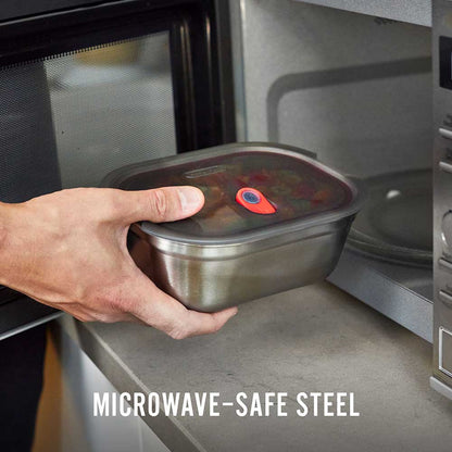 Rectangular Microwaveable Multifunction Food Box Stainless Steel Medium